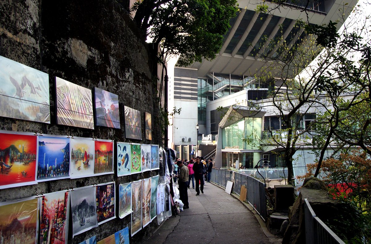 The Peak Tower and the historic Peak Tram at Hong Kong's top tourist destination
