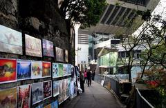 The Peak Tower and the historic Peak Tram at Hong Kong's top tourist destination