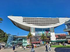 Peak Tower in Hong Kong with clear blue sky