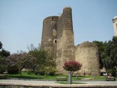 Maiden Tower in Baku, Azerbaijan under clear blue sky