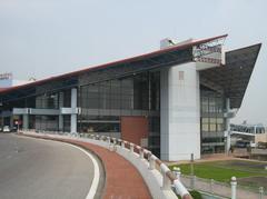 Roof eaves of a building at Noi Bai Airport in Hanoi