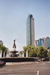 Diana the Huntress statue and Torre Mayor skyscraper on Paseo de la Reforma in Mexico City