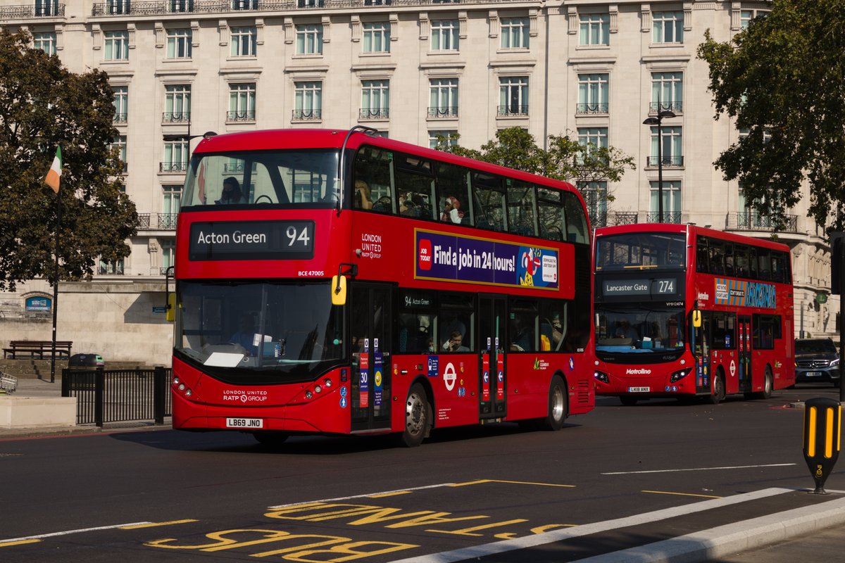 Alexander Dennis Enviro 400 City bodied BYD double-decker bus on route 94 passing Marble Arch London