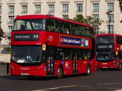 Alexander Dennis Enviro 400 City BYD electric double-decker bus on route 94 passing Marble Arch London