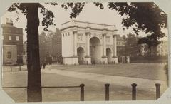 Vintage view of Marble Arch triumphal arch in London circa 1880-1910