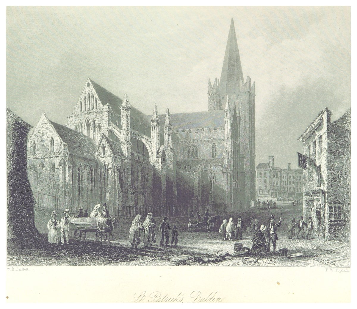 St. Patrick's Cathedral in Dublin, historic French architect 1891 drawing
