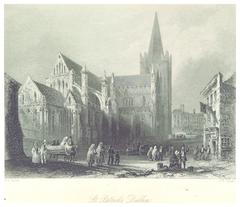 St. Patrick's Cathedral in Dublin, historic French architect 1891 drawing