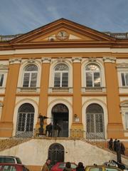 Facade detail of Palazzo del Belvedere in San Leucio with distinctive architectural features