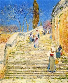 Painting of Piazza di Spagna in Rome by Childe Hassam