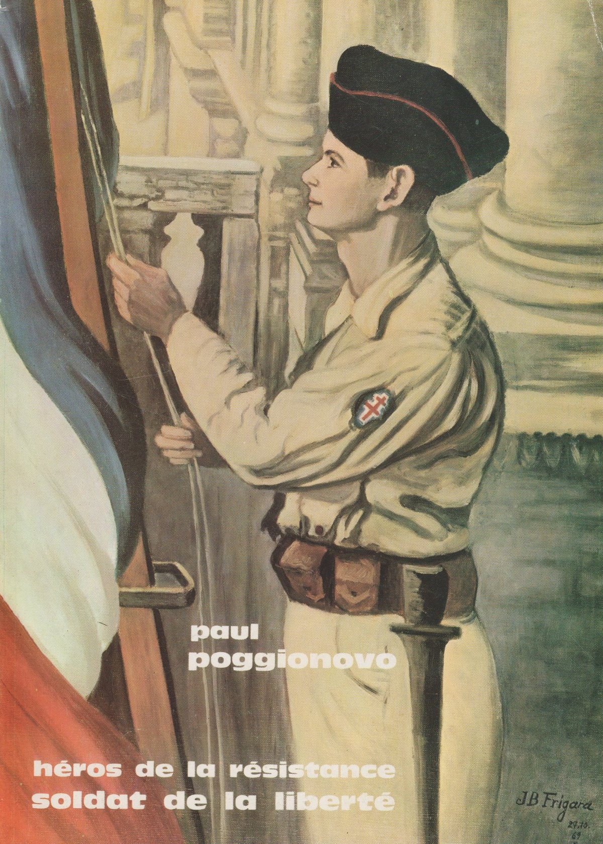 Painting of Paul Poggionovo raising the French flag at the Farnese Palace in Italy