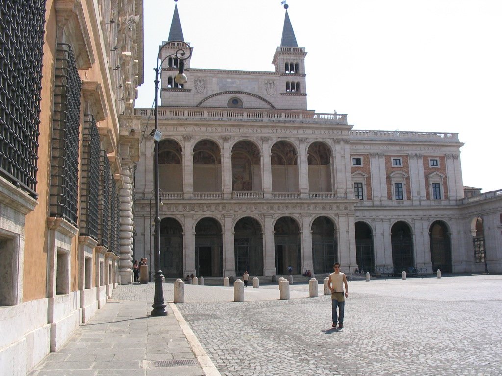 Lateran Palace and North Side Portal of the Basilica of St. John Lateran viewed from Piazza San Giovanni in Laterano