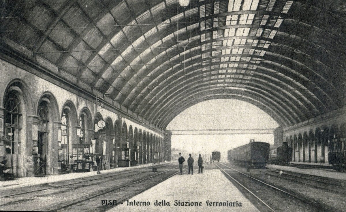 Vintage postcard showing the interior of Pisa Centrale train station