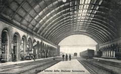 Vintage postcard showing the interior of Pisa Centrale train station