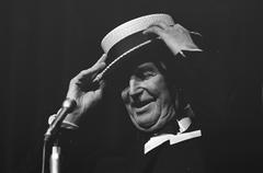 Maurice Chevalier farewell performance at Concertgebouw Amsterdam wearing a straw hat