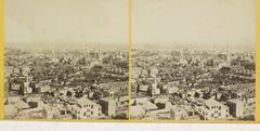 View of Istanbul from the Beyazit Tower showing large mosques and bazaars with the Military Hospital at Scutari in the background