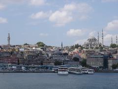 Panoramic view of Suleymaniye Mosque with Istanbul cityscape in the background