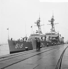 Two American fighter jets at the Stone Head during US fleet visit in Amsterdam in 1964