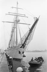 Chilean naval training ship Esmeralda moored at Stenen Hoofd in Amsterdam in 1968