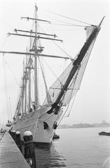 Chilean naval training ship Esmeralda moored at Stenen Hoofd in Amsterdam in 1968