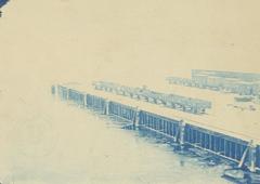 Goods trains at Stenen Hoofd on Westerdoksdijk with IJ river in foreground around 1890 Amsterdam