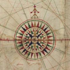 Compass rose of the 1523 Turin Map Geocarta Nautica Universale by Giovanni Vespucci