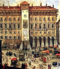 Painting of the Gran Corte della Vicaria courtroom attributed to Carlo Coppola or Ascanio Luciani, 17th century oil on canvas