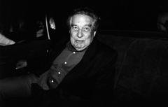 Octavio Paz Nobel Literature Prize laureate arriving at Mexico City airport in 1990