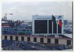 Mexico City International Airport in the 1990s with airplanes on the tarmac