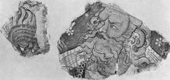 Heads of a Brahmin and a Yaksha wall painting fragments from mid-5th century