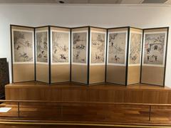 Traditional Korean hunting scene painting from Suryop-do exhibit