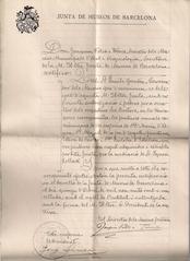 Historic document titled Carta Junta de Museus from Barcelona