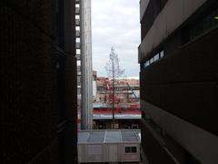 Construction site viewed from the municipal library window in Lyon 3rd arrondissement, Place Charles Béraudier