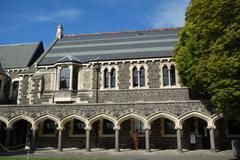Historic Christchurch Arts Centre building with Gothic architecture in Christchurch New Zealand