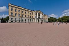 Royal Palace in Oslo with grand architecture and clear sky