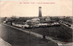 Ancient citadel tower in Hanoi on a postcard