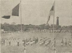 Flag ceremony during student festival at Hanoi University