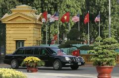 Presidential limousine carrying George W. Bush and Laura Bush arriving at the Presidential Palace in Hanoi, Vietnam
