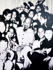 Ho Chi Minh interacting with children in the 1950s