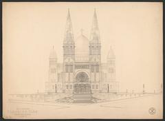 Cathedral of St. John the Divine New York elevation architectural drawing ink on paper