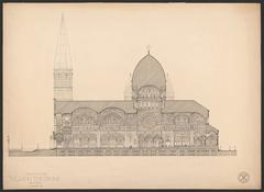 Cathedral of St. John the Divine in New York City drawn in ink
