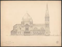 Side elevation drawing of the Cathedral of St. John the Divine in New York