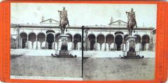 Stereo card photograph of the Church of Santissima Annunziata in Florence by Giacomo Brogi