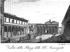 SS. Annunziata Square in Florence with historic architecture and statues