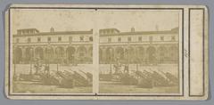 Facade of the Foundling Hospital in Florence with hand carts in the foreground