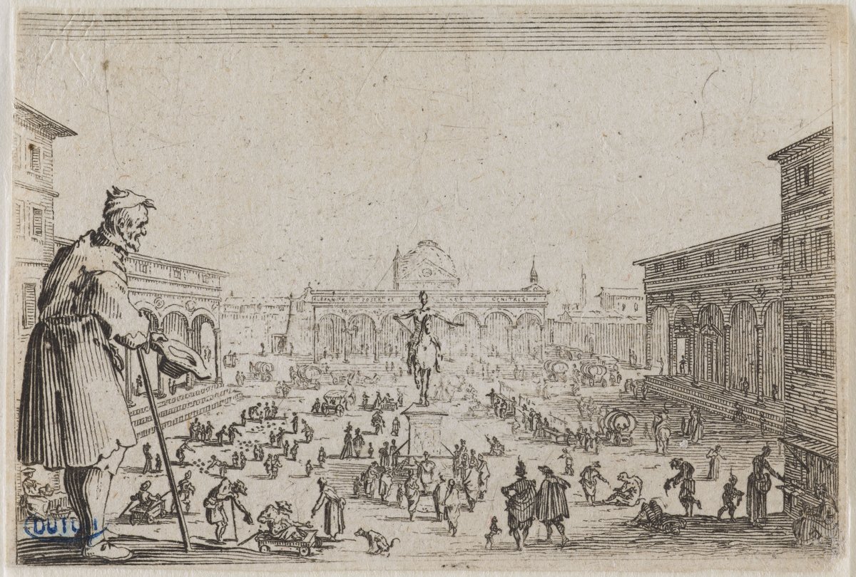 Le Marché de la place de l'Annonciade à Florence, 1621 etching by Jacques Callot