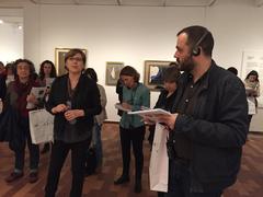 Opening of new permanent collection display at Fundació Miró 2016 with visitors observing art exhibits