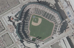 Satellite view of Comerica Park stadium