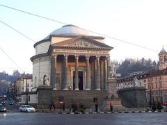 Gran Madre di Dio Church in Torino with classical columns and statues