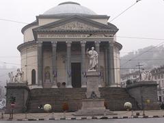 Chiesa della Gran Madre church in Torino with neoclassical façade and statues