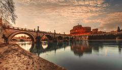 Castel Sant'Angelo in Rome, Italy at sunset